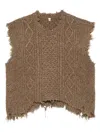 R13 Boyfriend Frayed Cable-knit Wool-blend Vest