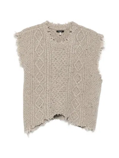 R13 Cable-knit Frayed Sweater Vest In Gray