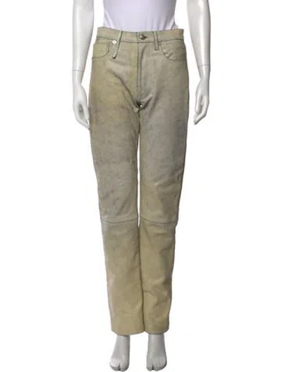 Pre-owned R13 Calf Leather Straight Leg Pants In Green