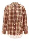 R13 Shredded-seam Drop-neck Shirt In Orange