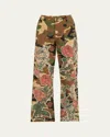 R13 Camo Patchwork Utility Pants In Rose Applique Camo