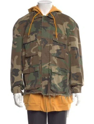 Pre-owned R13 Camouflage Print Crew Neck Hoodie In Green