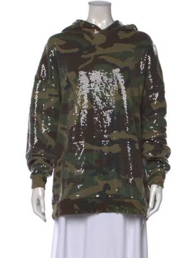Pre-owned R13 Camouflage Print Crew Neck Hoodie In Green