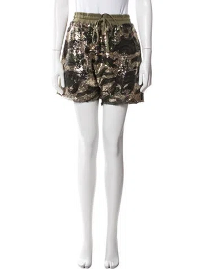 Pre-owned R13 Camouflage Print Mini Shorts In Green