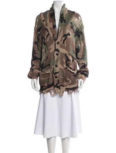 Pre-owned R13 Camouflage Print Open Front Sweater In Brown