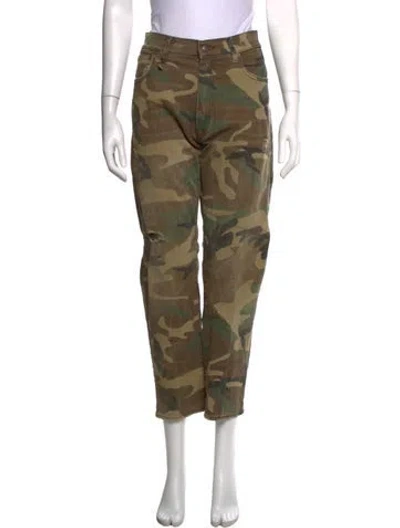Pre-owned R13 Camouflage Print Straight Leg Pants In Green