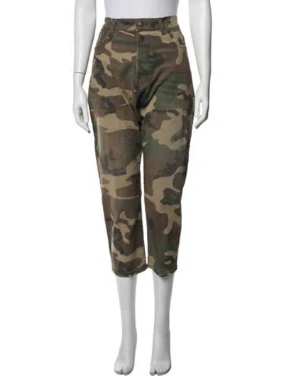 Pre-owned R13 Camouflage Print Straight Leg Pants In Green