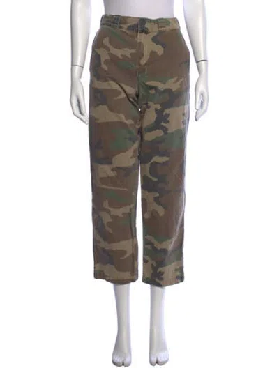 Pre-owned R13 Camouflage Print Straight Leg Pants In Green