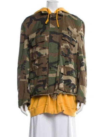 Pre-owned R13 Camouflage Print Utility Jacket In Green