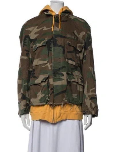 Pre-owned R13 Camouflage Print Utility Jacket In Green