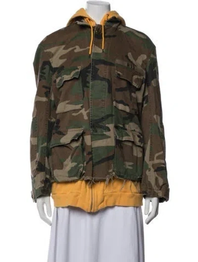 Pre-owned R13 Camouflage Print Utility Jacket In Green