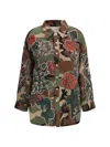 R13 Camouflage Shirt In Printed Camo With Rose Applique