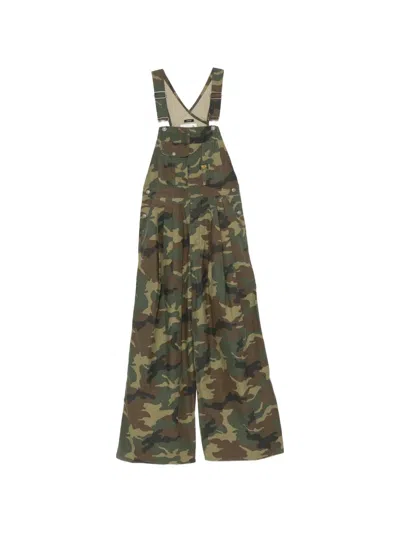 R13 Camouflage-print Dungarees In Green