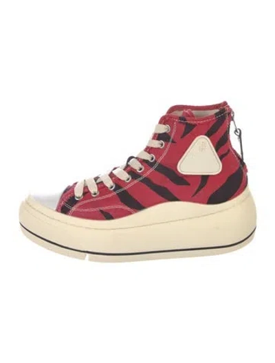 Pre-owned R13 Canvas Animal Print Chunky Sneakers In Red