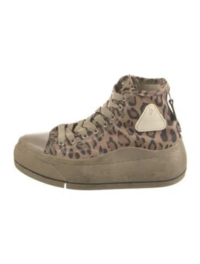 Pre-owned R13 Canvas Animal Print Sneakers In Brown