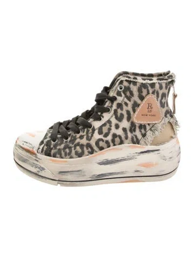 Pre-owned R13 Canvas Animal Print Sneakers In Multicolor