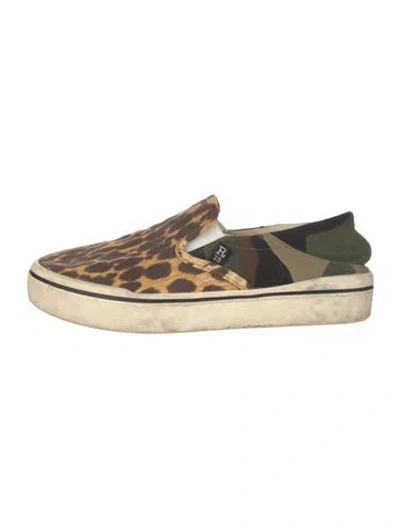 Pre-owned R13 Canvas Animal Print Sneakers In Neutral