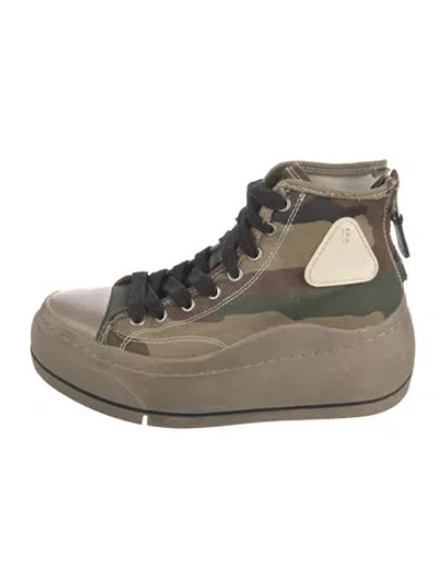 Pre-owned R13 Canvas Camouflage Print Sneakers In Brown/green