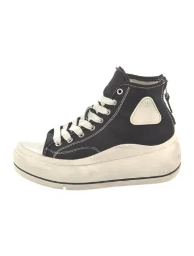 Pre-owned R13 Canvas Colorblock Pattern Chunky Sneakers In Black