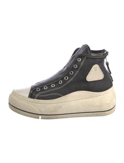 Pre-owned R13 Canvas Colorblock Pattern Wedge Sneakers In Black