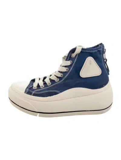 Pre-owned R13 Canvas Colorblock Pattern Wedge Sneakers In Black