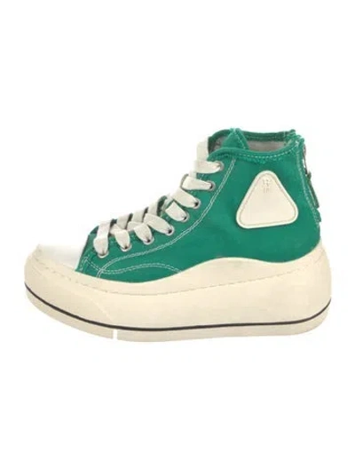 Pre-owned R13 Canvas Colorblock Pattern Wedge Sneakers In Multi