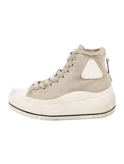 Pre-owned R13 Canvas Colorblock Pattern Wedge Sneakers In Neutral