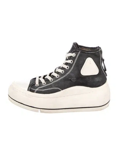 Pre-owned R13 Canvas Distressed Accents Chunky Sneakers In Black/white