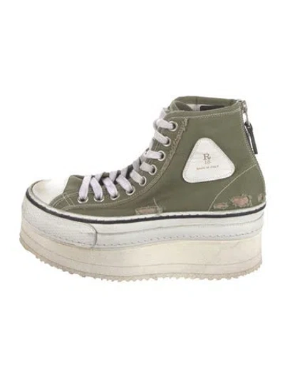 Pre-owned R13 Canvas Distressed Accents Chunky Sneakers In Green/white