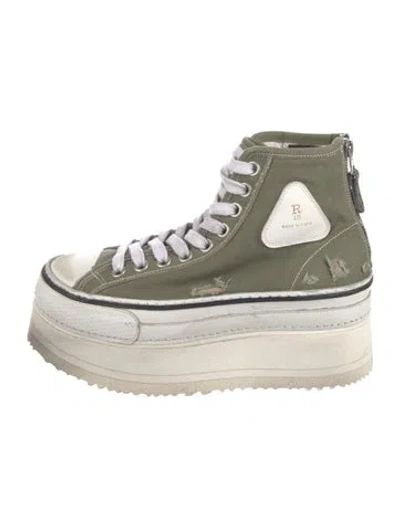 Pre-owned R13 Canvas Distressed Accents Chunky Sneakers In Green/white