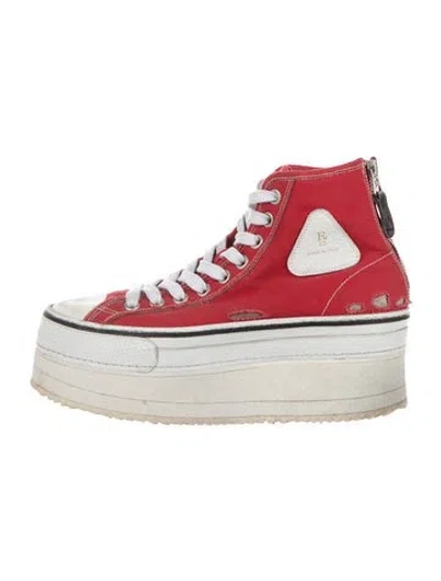 Pre-owned R13 Canvas Distressed Accents Chunky Sneakers In White