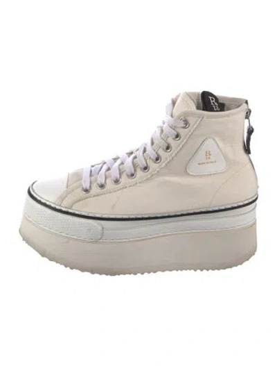 Pre-owned R13 Canvas Distressed Accents Sneakers In White