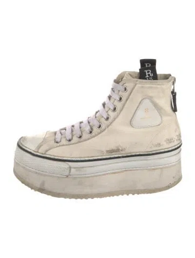 Pre-owned R13 Canvas Distressed Accents Sneakers In White