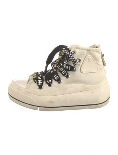 Pre-owned R13 Canvas Embroidered Accent Sneakers In Black