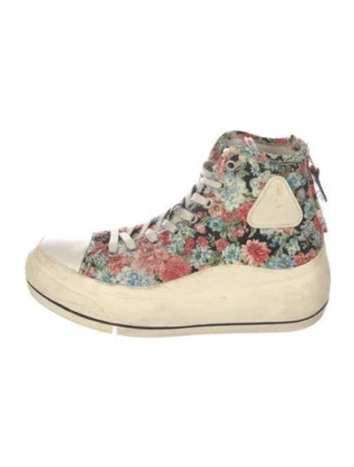 Pre-owned R13 Canvas Floral Print Sneakers In Black