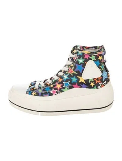 Pre-owned R13 Canvas Graphic Print Chunky Sneakers In Black