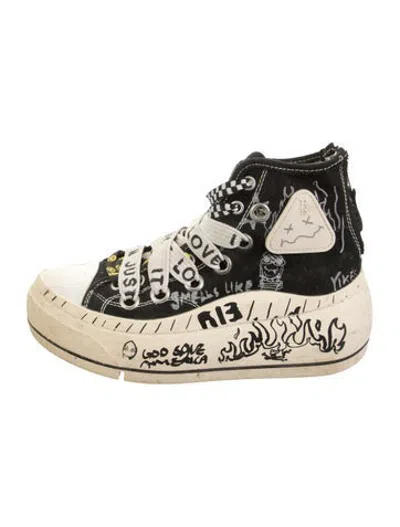 Pre-owned R13 Canvas Graphic Print Sneakers In Black