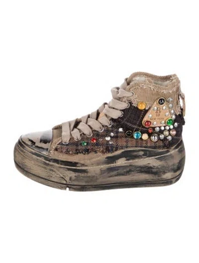Pre-owned R13 Canvas Graphic Print Sneakers In Neutrals