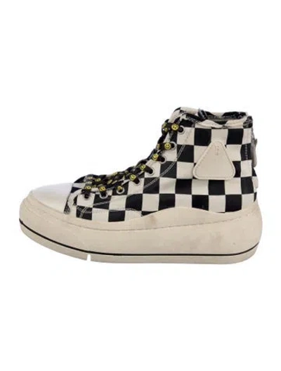Pre-owned R13 Canvas Plaid Print Sneakers In White