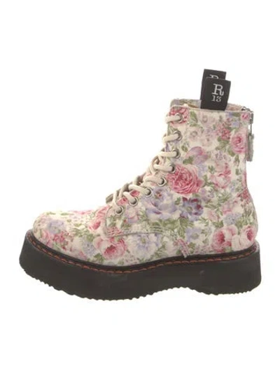Pre-owned R13 Canvas Printed Combat Boots In Multi