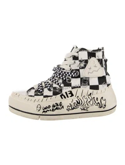 Pre-owned R13 Canvas Printed Sneakers In Black