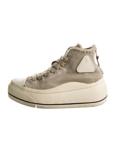 Pre-owned R13 Canvas Raw-edge Trim Chunky Sneakers In Green