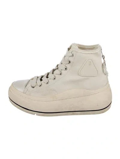 Pre-owned R13 Canvas Raw-edge Trim Chunky Sneakers In Neutrals