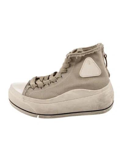 Pre-owned R13 Canvas Raw-edge Trim Chunky Sneakers In Neutrals