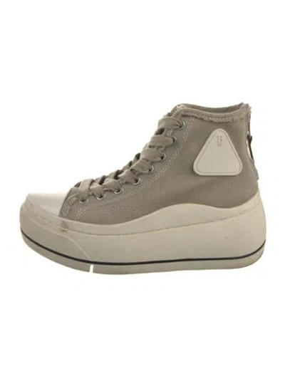 Pre-owned R13 Canvas Raw-edge Trim Wedge Sneakers In Green