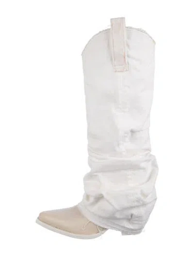 Pre-owned R13 Canvas Western Boots In White
