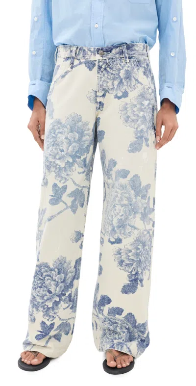 R13 Carpenter Pants Washed Blue Floral