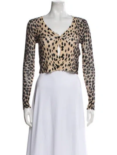 Pre-owned R13 Cashmere Animal Print Crop Top In Neutral