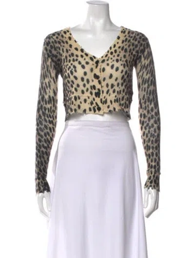 Pre-owned R13 Cashmere Animal Print Crop Top In Neutral