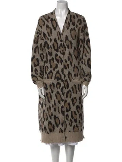 Pre-owned R13 Cashmere Animal Print Sweater In Brown